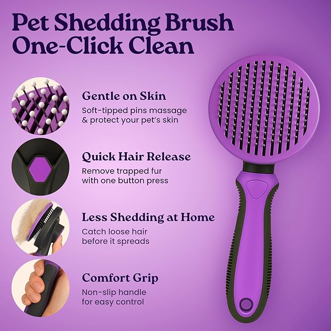 Cat Grooming Kit Universal Pet Care Supplies 6 in 1, Include: Cat Nail Clipper, Brush for Shedding, Wand Toy, Interactive Ball Toy, Bath Brush, Ear Cleaner Finger Wipes (30ct.)