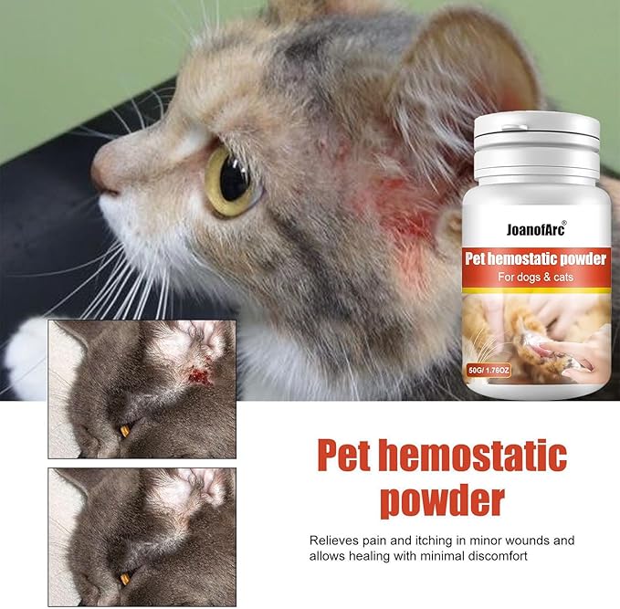 Styptic Powder for Dogs, Quick Stop Bleeding for Dogs Nails, Minor Cuts, Scratches, Blood Stop Powder with Herbal Support, Gentle & Sting-Free, 50g