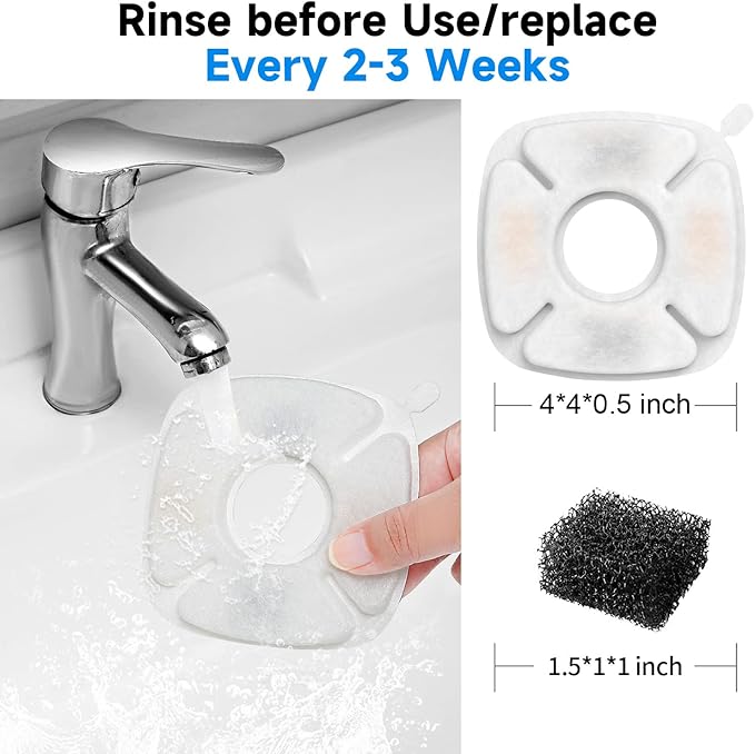 32 Pcs Cat Fountain Replacement Filter, Compatible with Veken 95oz/2.8L Automatic Pet Fountains