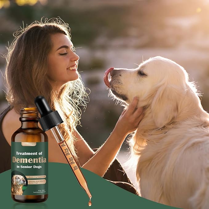 Senior Dog Supplements for Brain Health & Nervous System Support, Mushroom Supplement for Dogs, Dementia Supplement for Calming & Relaxation, Addresses Getting Lost, Social Withdrawal - 59 ML