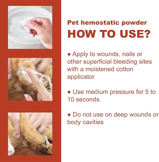 Styptic Powder for Dogs, Quick Stop Bleeding for Dogs Nails, Minor Cuts, Scratches, Blood Stop Powder with Herbal Support, Gentle & Sting-Free, 50g