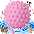Apasiri Bacon-Flavored Squeaky Balls for Dogs: 3.5Inch Durable Rubber Bouncy Dog Balls for Aggressive Chewers, Spiky Floating Dog Balls for Large & Medium Dogs, Dog Birthday Gift, Pink Easter Dog Toys