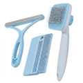 Self-Cleaning Cat Shedding Grooming Brush for Small Dog Pet Short Hair Remover Set Reusable Lint Removal Tool Carpet Scraper for Clothes Couch Bedding Furniture Car Blue