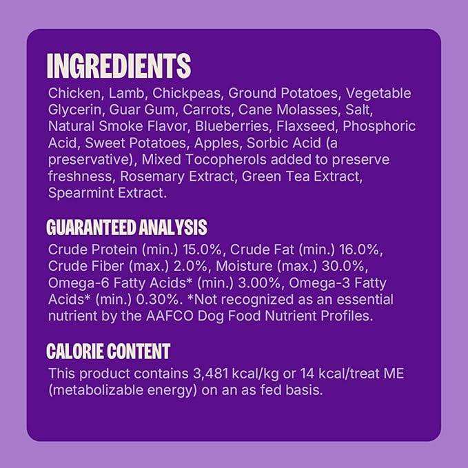 Wellness Rewarding Life Soft Dog Training Treats, Natural, Grain Free, Chicken and Lamb Recipe, 6 oz Bag