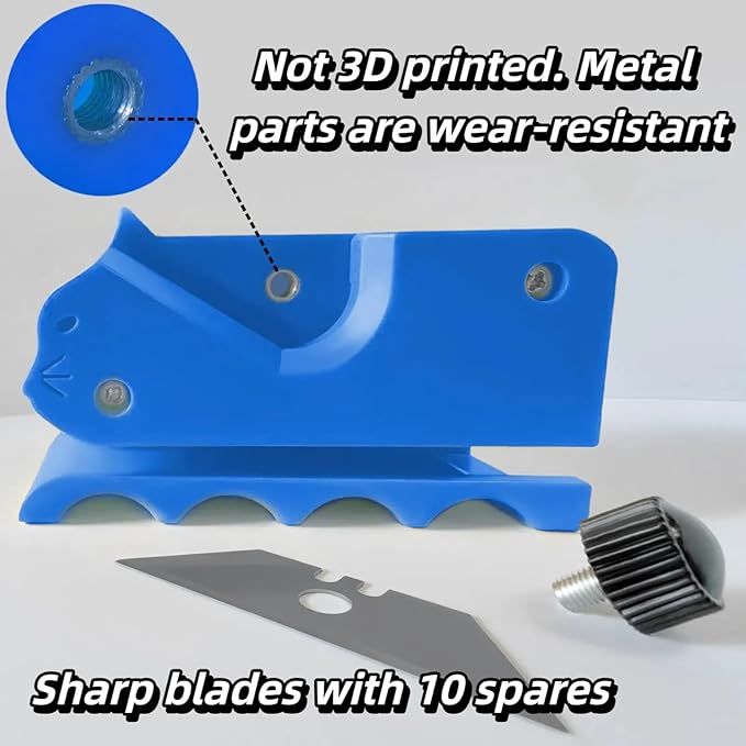 Cardboard Cutter for Cat Scratchers,Includes 10 Blades,3m nylon reusable strap,Non 3D Printed,DIY Cat Scratchers Cardboard Strip Tool,,Cardboard Cutting Machine for Cat Lovers (Blue, Non-3D Printed)