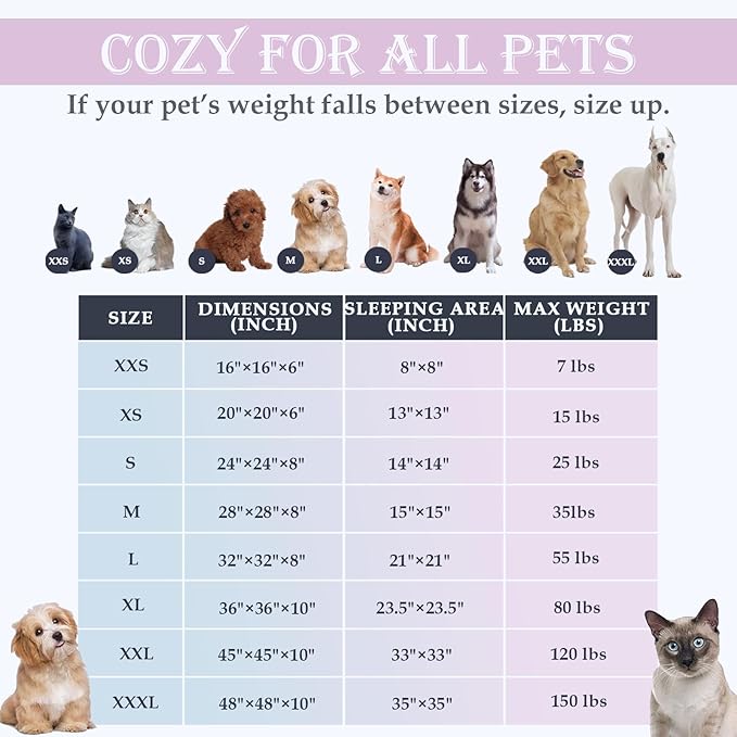 Washable Dog & Cat Bed for Ultra Large Small Medium Size Pet, Calming Donut Round Cute Warming Mat House Supply Indoor, 8 Sized Deal Necessity Essential Furniture for Boy Girl Puppy Kitten kitty