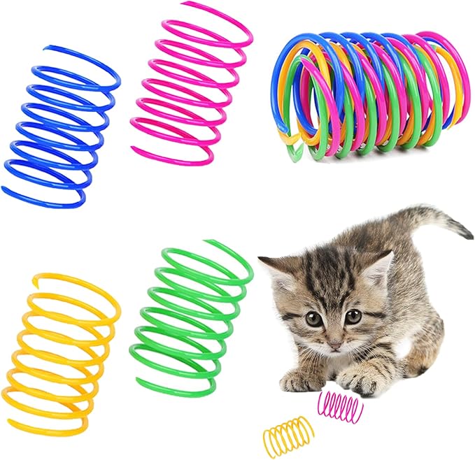 ISMARTEN Cat Spring Toys Pet Wide Plastic Colorful Springs Cat Toys for Cat Kitten Pets (Random Color) (10pcs)