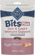 Blue Buffalo Blue Bits Plus Skin & Coat and Immune Support Daily Benefit Dog Treats, Soft & Chewy Salmon Morsels, 9.5-oz. Bag