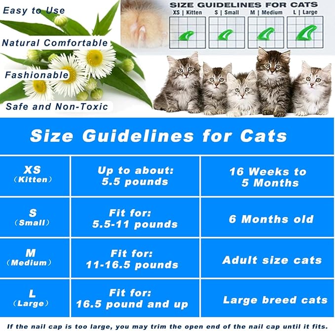 VICTHY 100pcs Boy Cat Nail Caps | Cat Nail Covers Cat Claw Covers for Boy Cat with Adhesive Glue and Applicators (S)