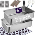 2 pack Stainless Steel Cat Litter Box with High Sides - Metal Cat Pan, Large Indoor Litter Tray, Never Absorbs Odor, Pet Toilet Supplies Smooth Surface for Kitten, Kitty, Rabbit 19.7"x13.8"x6"