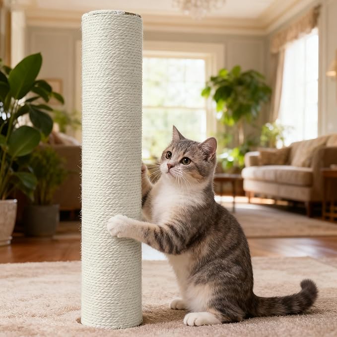 Cat Scratching Post Replacement Pole, 15.75" H, Sisal Pole Replacement Cat Tree Post Indoor, Small Size, with M8 Screws Beige (2PCS)