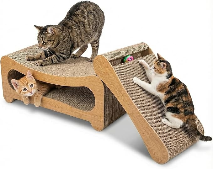 2 in 1 Cat Scratcher,Cat Scratch Pad,Cat Scratching Board with Toy Ball,Cat Scratchers for Indoor Cats and Furniture Protector,Durable and Extra Wide Suitable for Kittens and Big Cats.