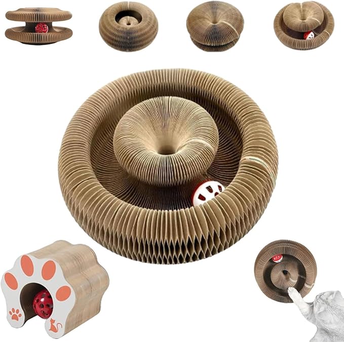 Cat Toy,Magic Organ Cat Toy,Magic Organ Cats Scratcher Board,Foldable Accordion Toys with Ball (1pc)