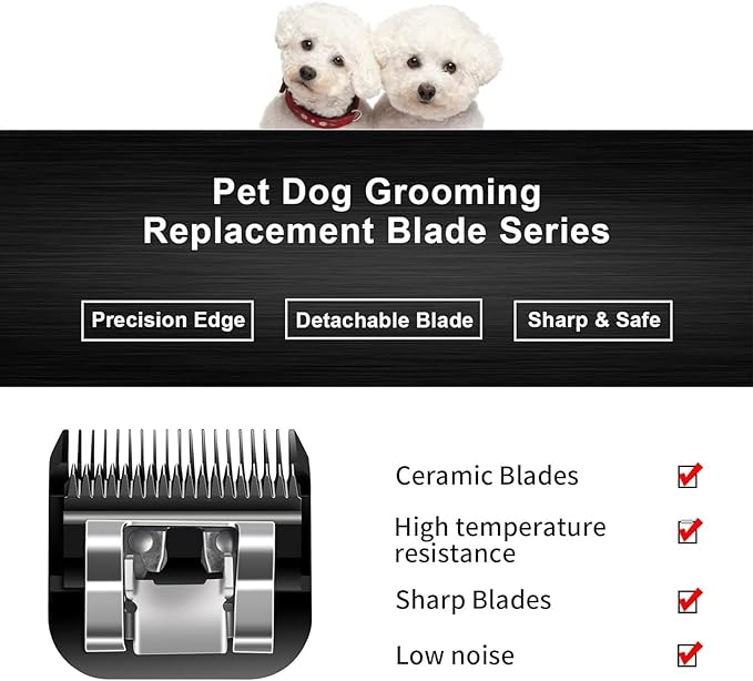 Audoc 10 Blades Dog Grooming Blades Compatible with Andis/Oster A5/Wahl KM-10 Series Dog Clippers,Detachable Clipper Replacement Blade,Black,Size 10 Blade 1/16" (10#/2PCS)