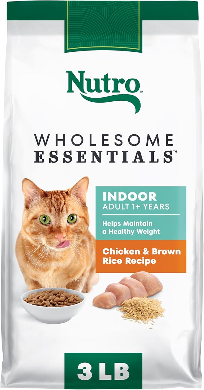 Nutro Wholesome Essentials Indoor Dry Cat Food, Chicken & Brown Rice Recipe, 3 lbs.