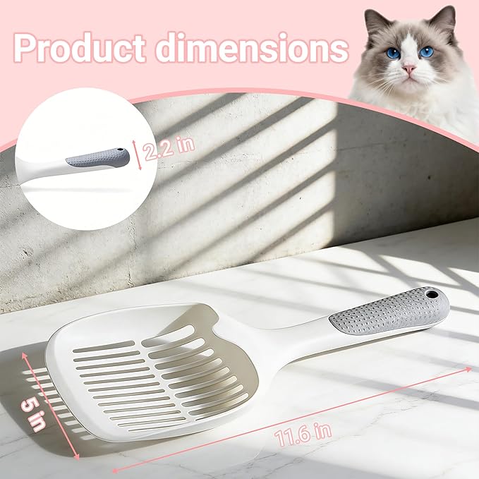 Cat Litter Scoop,Long Handle,Deep Shovel with Comfort Handle for Clumping,Pellets Litter Box