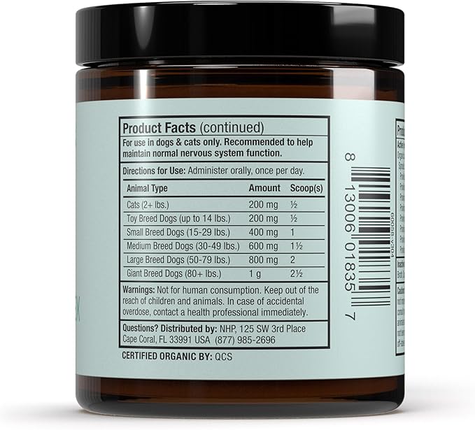 Bark & Whiskers Organic Vitamin B Complex - B Vitamins for Energy & Nervous System Support - for Cats & Dogs - USDA Certified - 0.85 oz
