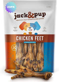 Jack&Pup Dried Chicken Feet Dog Treats | 100% Natural, Fully Digestible, Dehydrated Chicken Feet for Dogs High Protein, Joint Support (20 Pack) Economical Alternative to Duck Foot and Pig Ears