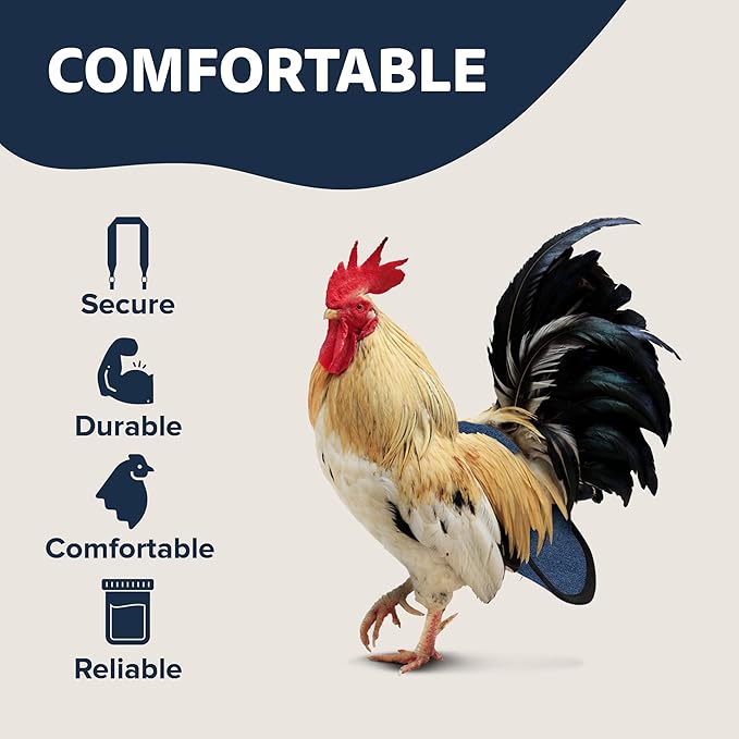 Hen Holster Premium Starter Kit - Bird Diaper, Wrap Around for Hens, Roosters, Ducks - Leak-Proof, Comfortable Bird Harness with Sewn-in Liner, Secure Hook & Loop Closure - XL, Denim
