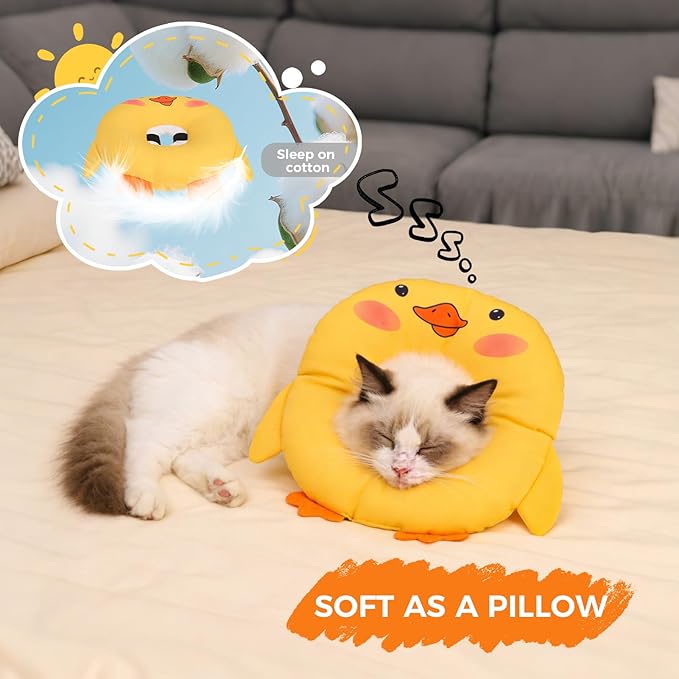 BINGPET Cat Cone Collars Soft,Cat Recovery E Collars After Surgery to Stop Licking,Waterproof Adjustable Elizabeth Neck Cones Cute Pet Donut Pillow for Cats Kitten Puppy Wound Healing After Surgery,S