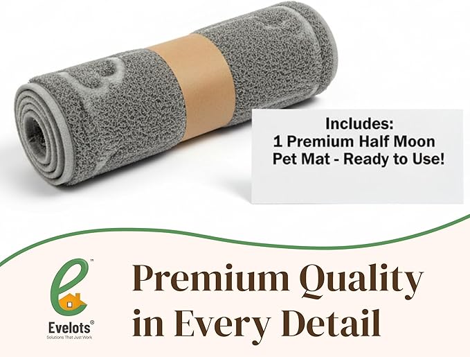 Evelots Cat Litter Mat – Traps Litter & Mess from Box, Absorbent Urine-Proof & Waterproof Floor Protection, Soft on Paws, Non-Slip, Easy Clean, Machine Washable, Unscented, Gray, Large
