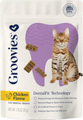 Groovies Cat Daily Dental Treats. Tasty, Crunchy Bites Cats Love. Chicken Flavor. Powered by USA-Patented DentalFit Technology. No Added Gluten, No Artificial Flavors or Colors. 1.76oz (115 Treats)