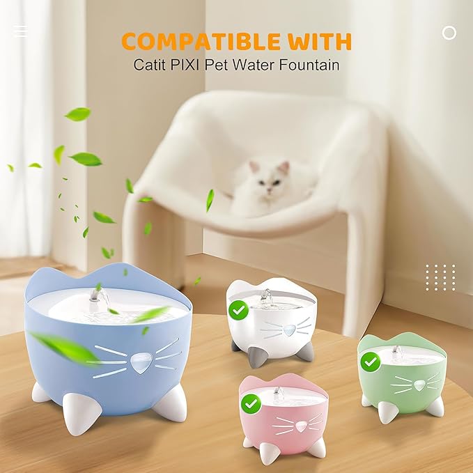 12 Pack Pet Fountain Filters for Catit PIXI Cat Drinking Fountain, Replacement Triple Action Water Filter with Ion-exchange Resin & Activated Carbon