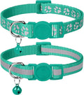 Taglory Reflective Cat Collar Breakaway with Bell, High Visibility Night Strip, Lightweight Adjustable Nylon Collar for Boy Girl Cats, 2 Pack, 7.5-12.5 Inch, Turquoise