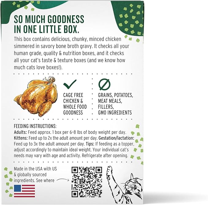 The Honest Kitchen Human Grade Minced - Chicken in Bone Broth Gravy Wet Cat Food, 5.5 oz (Pack of 12)