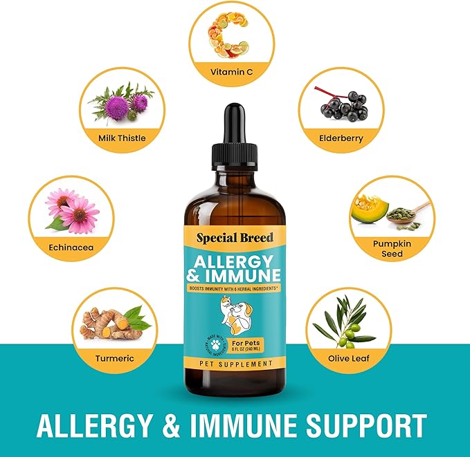 Special Breed Allergy & Immune with Elderberry, Allergy Relief for Cats and Dogs, Anti Itch Treatment, Relief for Pet Allergies, Immune Support for Cat or Dog, 8oz