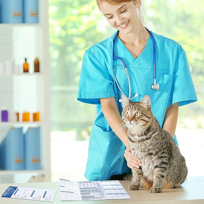 Dunzoom 25 Pcs Cat Health Records Cat Vaccine Record Book Kitten Vaccination Record Card Foldable Cat Vaccines Shot Record Kitten Health Record Booklet for Cat Nursing Supplies