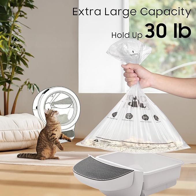 40 Pack Cat Litter Box Robot 5/4/3 Waste Bags, Automatic Litter Box Liners Bags, Tear-free, Sensor-compatible, 9-11 Gallon Capacity