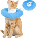 Adjustable Cat Neck Cone, Comfortable Elizabethan Recovery Collar After Surgery to Prevent Licking Wound, Ideal for Skin Disease, Deworming, Protective Pet Cone, Blue Medium