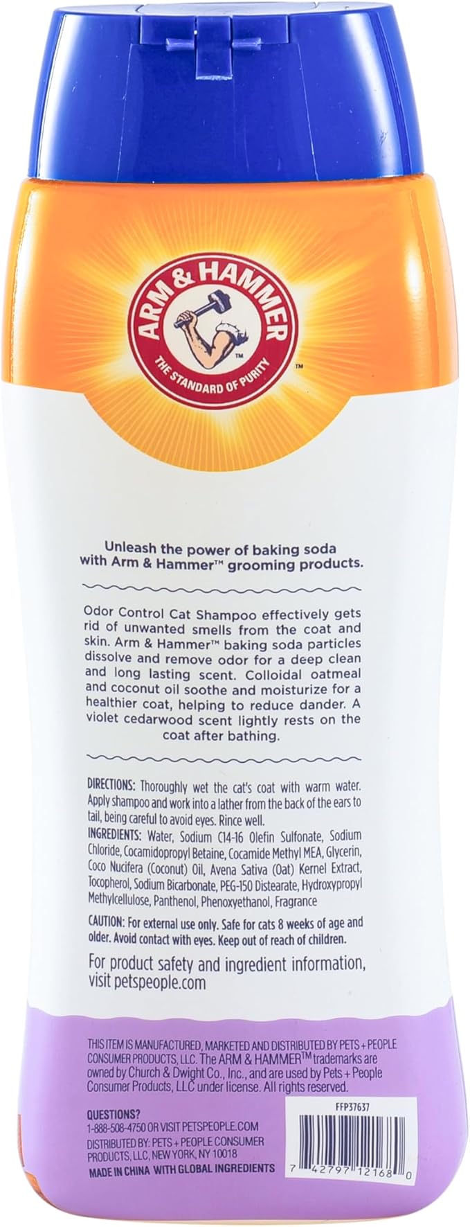 Arm & Hammer Odor Control & Dander Reducing Shampoo for Cats, Baking Soda Cat Shampoo for Dander, Odor Control, Coat Cleaning and Dry Skin Care, Violet Cedarwood Scent, 20 Fl Oz