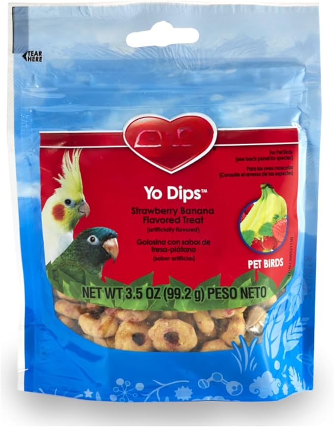 KayteeYo Dips Treat for All Pet Birds - Strawberry Banana Size 3.5 oz (Pack of 1)