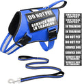 Service Dog Vest Harness and Leash Set+10 Patches,No Pull&Easy Walk Reflective Dog Harness with Soft Padded Handle for Training/Everyday,Fit Small/Medium/Large/Extra-Large Dogs (Blue L)