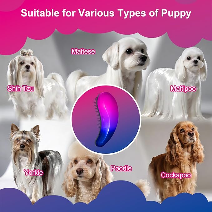 Small Dog Brush- Grooming Tool for Teddy, Yorkies, Maltese, Shih Tzu, Chihuahua - Puppy Hair Brush (Gradient Color)