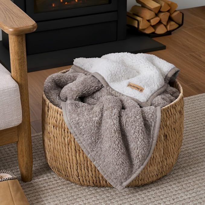 BEARPAW Sherpa Throw Blanket - Ultra Soft Plush Warm Reversible Fluffy Blanket for Bed Couch Sofa & Living Room Decor, House Decor, Room Decor Gifts for Women - 50"x70", Gray (Valley) (Brown)