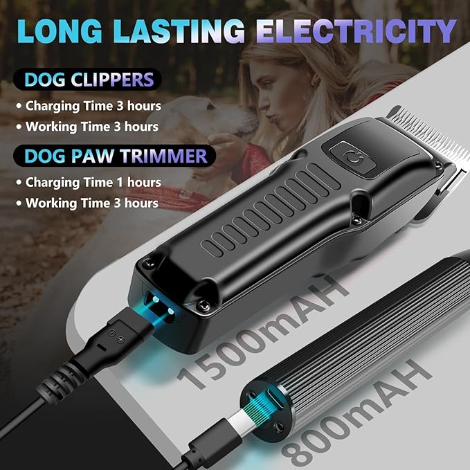 Professional Dog Grooming Clippers for Thick Coat - Dog Hair Trimmer for Grooming- Sheep Shears for Thick Hair – Pet Grooming Clippers for Dogs, Cats, Sheeps, Horse (Black Cordless)
