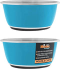 Master Pet Supply Stainless Steel Dog Bowls Set of 2 (16 Oz Each) with Non-Slip Rubber Base - True Blue - Basic Dog Food Bowl Water & Food Bowls for Small Medium Large Dogs & Cats, Metal Dish