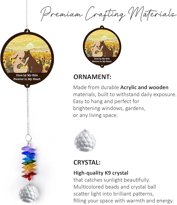 2 Layered Ornament Suncatcher - Pet Memorial Suncatcher - Crystal Unique Hanging Ornament - Sympathy Thoughtful Keepsake - Mother's Day Christmas Birthday Gift for Dogs Lover Dog Mom