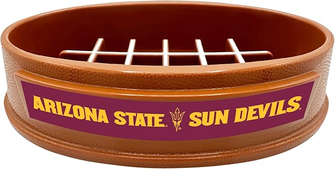 NCAA Super-Bowl - Arizona State Sun Devils Slow Feeder Dog Bowl. Football Design Slow Feeding Cat Bowl for Healthy Digestion. Non-Slip Pet Bowl for Large & Small Dogs & Cats