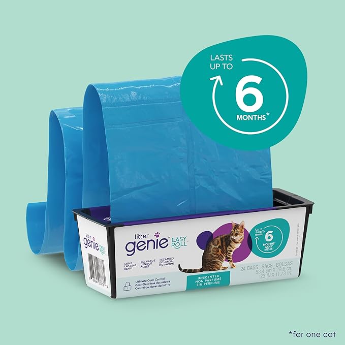 Litter Genie Easy Roll Cat Litter Disposal Pail | Odour Control, Refill Bags & Scoop