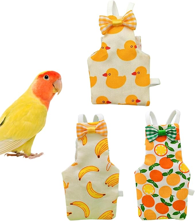Parrot Diaper, Bird Diapers Clothes for Pigeons, 3-Piece Breathable Washable Animal Clothing for Parakeet, Budgerigar, Canary, Macaw, Housewarming