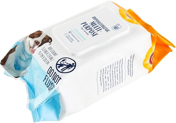 Arm & Hammer for Pets Hypoallergenic Wipes for Dogs - Best Odor Eliminating Waterless Cleaning for Dogs & Puppies, Unscented, 100 Count