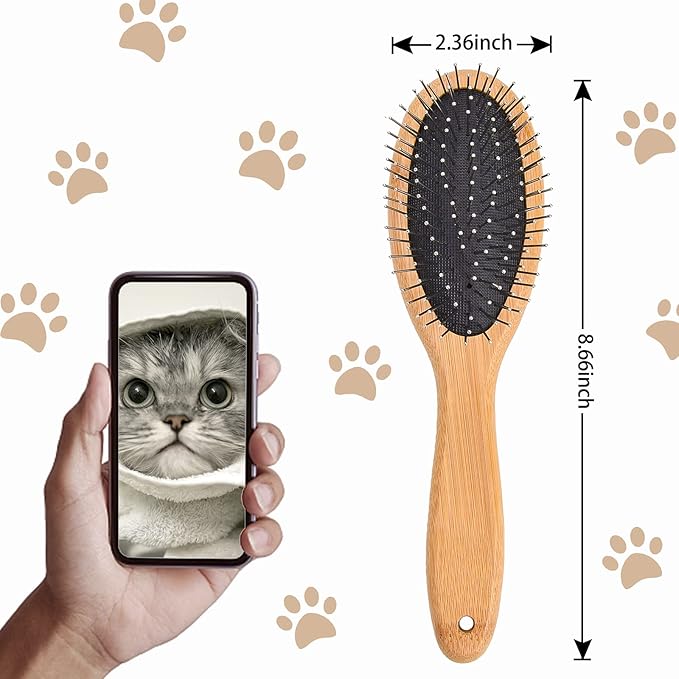 KylePet Dog Cat Brush, Pet Brushes for Dogs Pet Slicker Brush with Bamboo Handle for Dogs and Cats Long Hair Pets Grooming Comb for Removing Shedding