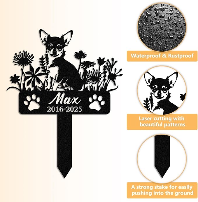 Personalized Pet Graves Marker Dog, Custom Pet Headstone, Waterproof Memorial Plaques for Outdoor, Pet Cemetery Markers Yard Decor, Memorial Garden Stakes, Dog Remembrance Gift Color08