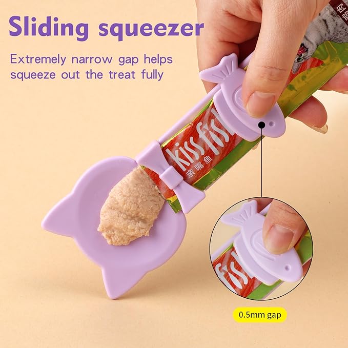 LICKJIMO-2PCS Cat Treat Dispenser,Multi Function Spoon for Churu Lickable Cat Treats,Cat Treat Spoon for Lickable Cat Treats Squeeze up,Food Dispenser Cat Feeder,Cat Food Spoon Big Size(2 Color)