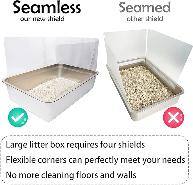 YOILES 6PCS Cat Litter Box Pee Shields,Transparent Easy Clean Splash Guard for Open Top Litter Pan 14.5×11.5in- Litter Box Not Included(6, Clear)