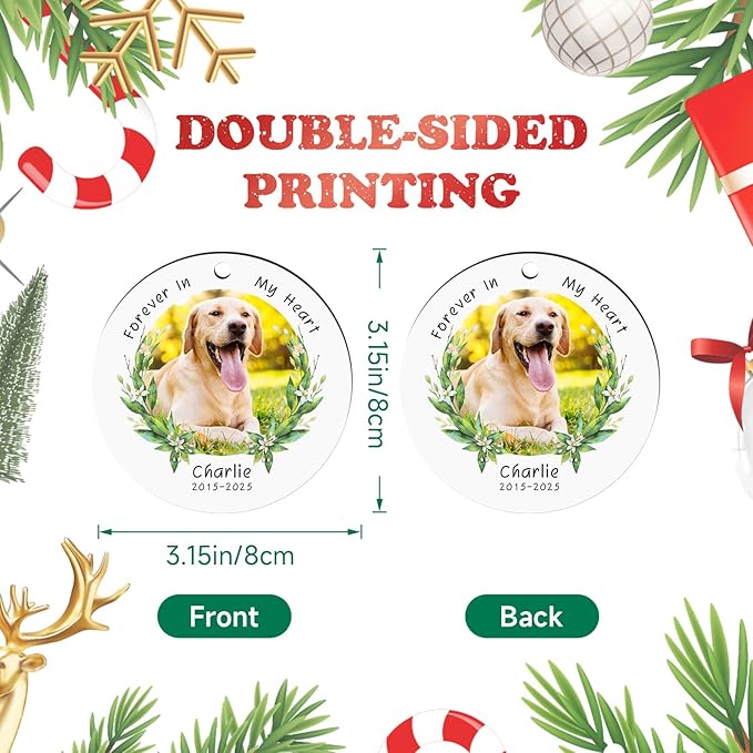 Personalized Christmas Ornaments 2026 Pet Memorial Gifts for Christmas Tree Custom Dogs Picture Photo Name Ornament Customized Cat Pet Xmas Decoration Gifts